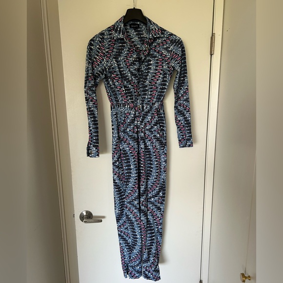 OFUURE Pants - OFUURE “Ime” blue African print jumpsuit - size Small